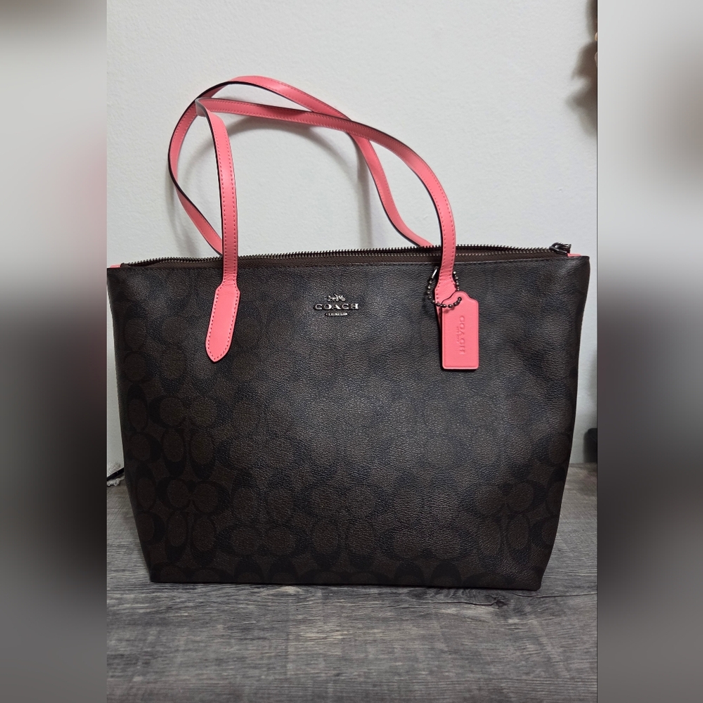 EUC Coach Brown and Pink Tote Bag - Picture 3 of 13